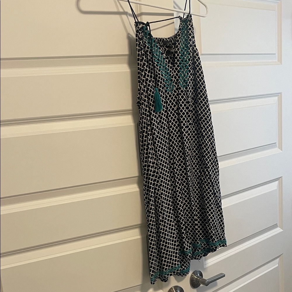 THML navy and Green Geometric Midi Dress